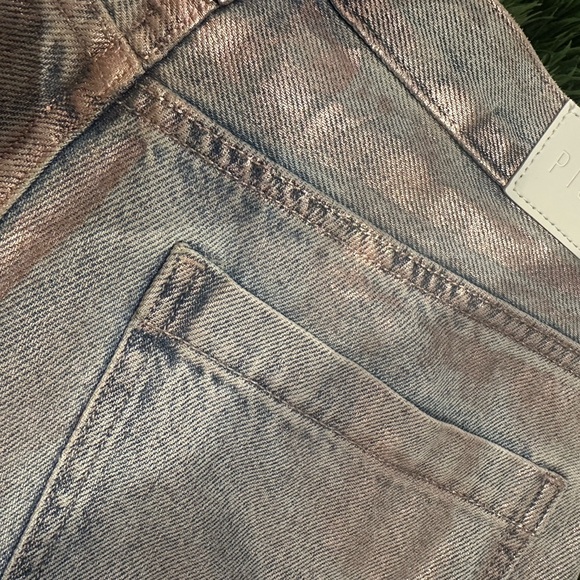 Pistola Jadyn Low Slung Palazzo Jeans Metallic Flare Pink shimmer Pants 28 - Picture 8 of 11